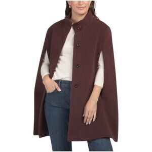 ICONS BY CINZIA ROCCA Wool And Cashmere Blend Stand Collar Cape Coat With Front